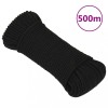 VidaXL Fr&acirc;nghie de lucru, negru, 5 mm, 500 m, poliester