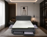 Pat Sunday160x200 cm Gri cu 4 sertare Tapitat Stofa Somiera Inclusa