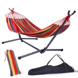 Hamac dublu cu suport metalic inclus, sarcina maxima 200 kg, sac depozitare, multicolor