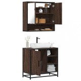 Gossi set mobilier de baie, 2 piese, stejar maro, lemn prelucrat