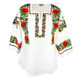 Cumpara ieftin Bluza Tip Ie Alba cu Motiv Floral Rosu - BMG25