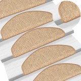 vidaXL Covorașe pentru scări, 15 buc., 65x21x4 cm, maro deschis, semirotunde, mari 326904