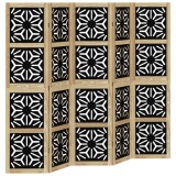 Cumpara ieftin Paravan de camera, 5 panouri, maro/negru, lemn masiv paulownia