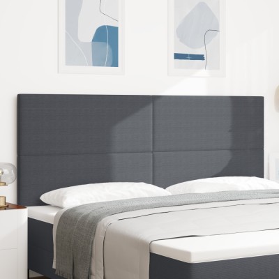 vidaXL Tăblie de pat design simplu, gri &amp;icirc;nchis, 200 cm catifea raiată foto