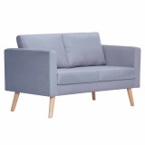 vidaXL Canapea cu 2 locuri, material textil, gri deschis