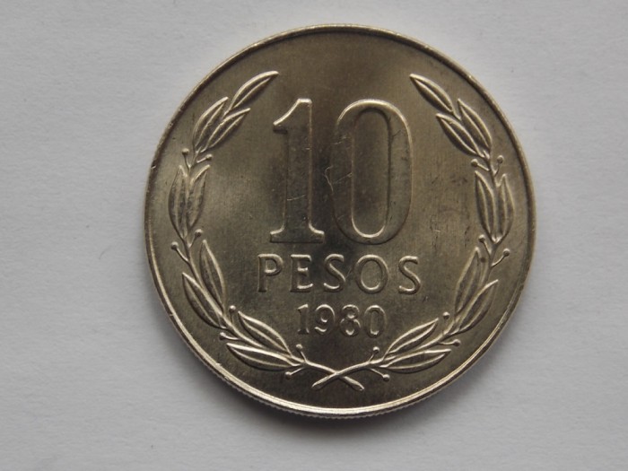 10 PESOS 1980 CHILE-AUNC