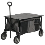 Outsunny Cărucior de grădină pliabil băscuță detașabilă m&acirc;ner telescopic &icirc;nclinare reglabilă 5 buzunare 108 x 55 x 93 cm gri &icirc;nchis | Aosom Romania