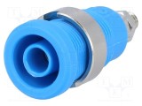 Conector banană 4mm albastru 36A 1kV ELECTRO-PJP nichelat soclu cu izolație pe panou