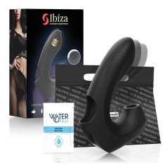 Vibrator IBIZA Thimble Finger Clit Stimulator &amp; Vibrator, cu stimulare dubla, 10 functii de aspirare clitoridiana, 10 functii de vibratie, negru