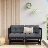vidaXL Canapele colțar cu perne, 2 buc., negru, lemn masiv de pin 825454