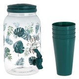 Set limonada 5 piese, format din Borcan 3.8 litri si 4 pahare, model tropical, Oem