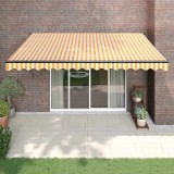 vidaXL Copertină retractabilă automată, galben și alb, 4x3 m 3154508