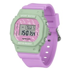 Ceas Copii Sanda 393 Mov-Verde &ndash; Design Sport, Digital, Afișaj LED, Rezistent la Apă 5ATM