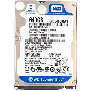 HDD WD laptop 640 gb, 5400RMP, 9mm