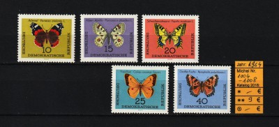 Germania, RDG / DDR, 1964 | Fluturi indigeni - Insecte | Completă - MNH | aph foto