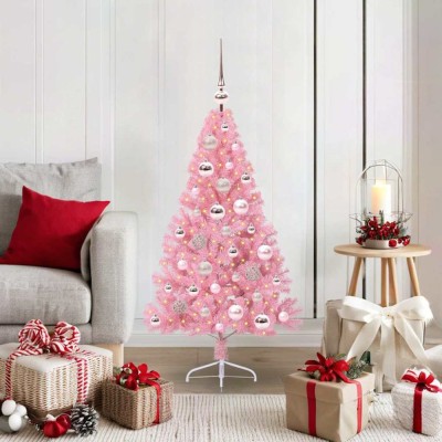 vidaXL Pom de Crăciun artificial pre-iluminat Roz 120 cm PVC 3397052 foto