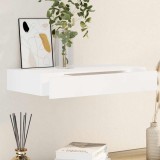 Raft Suspendat Perete Alb cu Sertar, 48cm, MDF, Depozitare Cărți/DVD