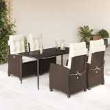 VidaXL Set mobilier de grădină, 5 piese, cu perne, maro, poliratan