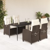 Set mobilier de gradina, 5 piese, cu perne, maro, poliratan GartenMobel Dekor, vidaXL