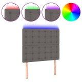 Cumpara ieftin Tablie de pat cu LED, gri, 100x5x118/128 cm, piele ecologica
