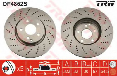 Disc frana MERCEDES E-CLASS (W212) (2009 - 2016) TRW DF4862S foto