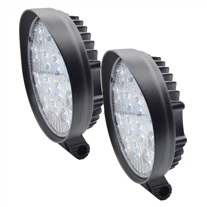 Set 2 proiectoare LED Rotunde, 14 LED uri, 35mm, 84W/set