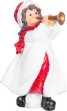 Figurina decorativa de Craciun cu fetita si trompeta, polyresin, 20 cm