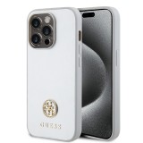 Husa originala Guess iPhone 15 Pro Strass Metal Logo, argintiu, GUHCP15LPS4DGPS
