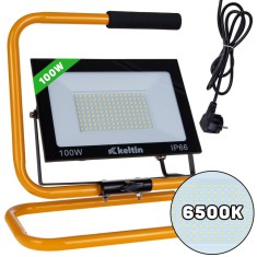 Reflector LED cu suport si cablu, 100 W, 6500 K, alb rece, Keltin K02056