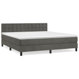 Cumpara ieftin Pat box spring cu saltea, gri inchis, 180x200 cm, catifea