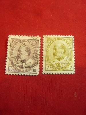 2 Timbre 1903 Canada Rege Eduard VII -7C si 10C , stampilate foto