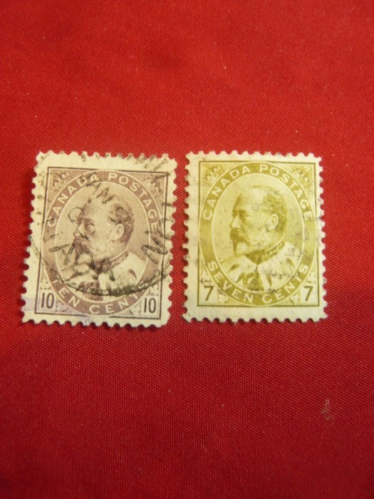 2 Timbre 1903 Canada Rege Eduard VII -7C si 10C , stampilate