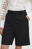 Answear Lab pantaloni scurti femei, culoarea negru, neted, high waist