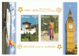 Bhutan 2006 - 50 ani Europa CEPT,bloc 2 valori dantelate,MNH.Mi. , Bl.477A, Organizatii internationale, Nestampilat