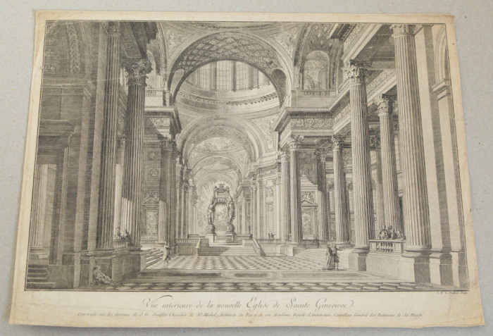C R G Poulleau &quot;Eglise de Sainte Genevieve&quot; gravura cca 1757