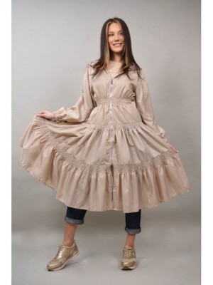 GEACA LUNGA FOITA TIP ROCHIE BRILLANZA S Bej Deschis foto