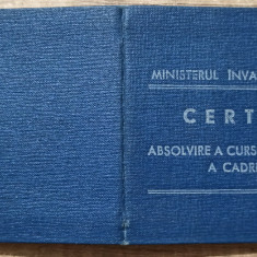 Certificat de absolvire a cursurilor de perfectionare a cadrelor didactice 1958