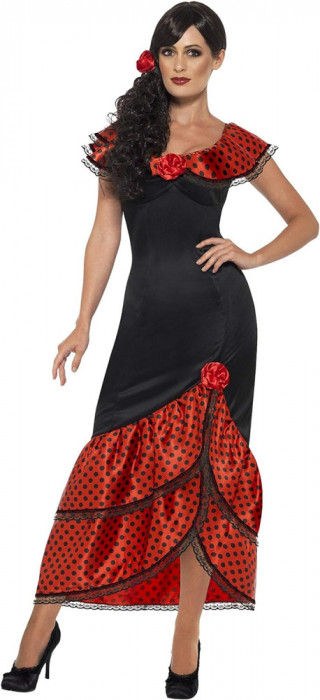 Costum feminin Smiffy&#039;s Flamenco Senorita, rochie si casca negru