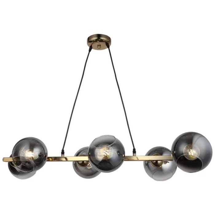 Lustra suspendata pe cablu, 6 globuri fumurii, dulie E27, inaltime reglabila reglabila 70CM