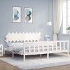 Gossi cadru pat cu tablie 200x200 cm, alb, lemn masiv
