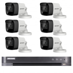 Sistem supraveghere exterior Hikvision 6 camere 4 in 1, 8MP IR30m, DVR 8 canale 4K 8MP SafetyGuard Surveillance