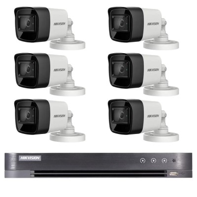 Sistem supraveghere exterior Hikvision 6 camere 4 in 1, 8MP IR30m, DVR 8 canale 4K 8MP SafetyGuard Surveillance foto