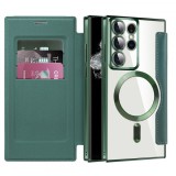 Husa MagSafe pentru Samsung Galaxy S22 Ultra 5G S908, Techsuit, SmartMag Book, Verde