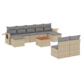Cumpara ieftin Set canapele de gradina cu perne, 10 piese, bej, poliratan