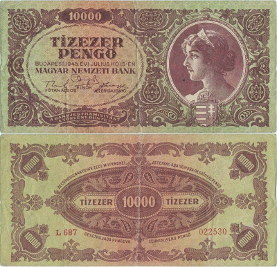 1945 ( 15 VII ) , 10,000 pengő ( P-119a ) - Ungaria foto