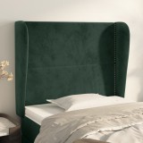 vidaXL Tăblie pat cu aripioare verde &icirc;nchis 93x23x118/128 cm catifea