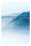 Tablou Canvas, "Munți &icirc;nvăluiți &icirc;n ceață albastră", Ceață, Munți, Albastru, Linii, Calm, Răsărit, Mister, Profunzime, Tranquilitate, 26 x 39 cm, CMCLA