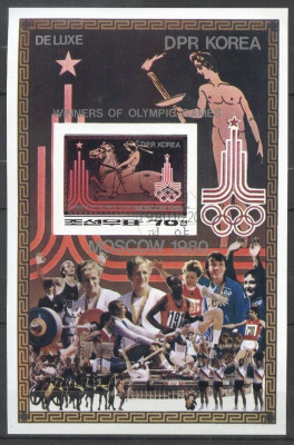 Korea 1980 Sport, Olympics, imperf. sheet, used T.243 foto