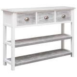 Cumpara ieftin Dulap, gri antichizat, 108x30x76 cm, lemn masiv de paulownia