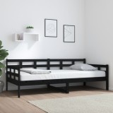 Gossi pat de zi, negru, 90x200 cm, lemn masiv de pin